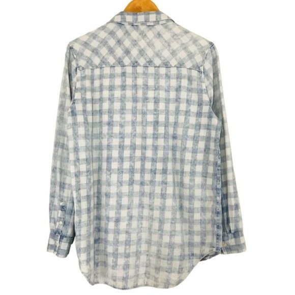 AEROPOSTALE 100% Cotton Checkered Denim Button Down Shirt Size Medium - Picture 10 of 11